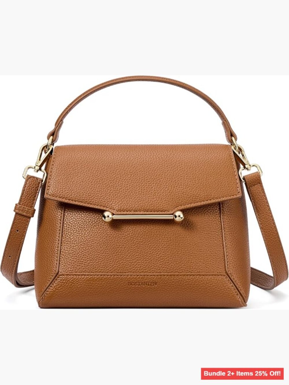 Small Vegan Leather Crossbody Bag with Top Handle and Magnetic Flap Closure